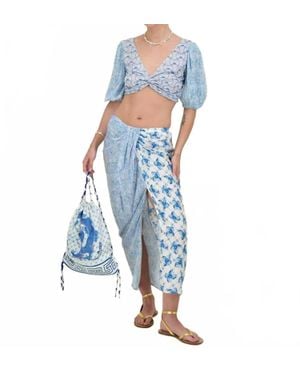 ME 369 Sienna Puff Sleeve Top - Blue