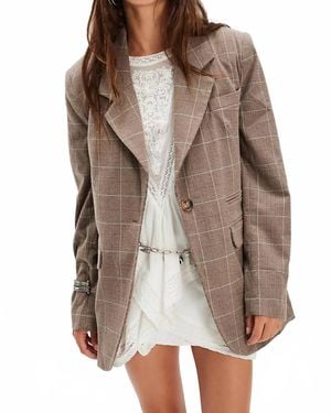 Free People Paper Cut Pinstripe Blazer - Brown
