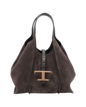 Tod's Timeless Suede Mini Shopper Bag - Brown