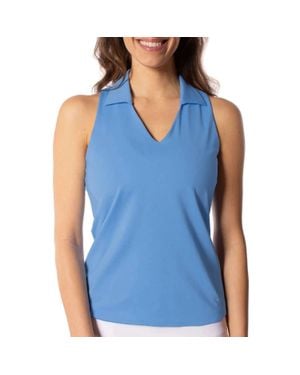 golftini Lisa Sport Polo Shirt Zoo V Neck Sleeveless Frog680 - Blue