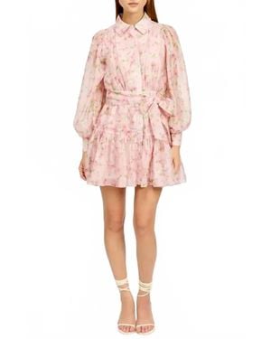 En Saison Josette Mini Long Sleeve Dress - Pink