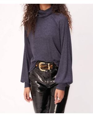 Project Social T More Love Marled Rib Turtleneck Top - Multicolor