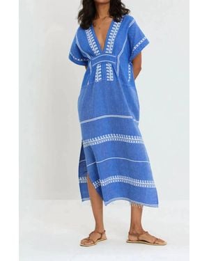 lemlem Gasira V-Neck Caftan Dress - Blue