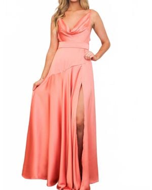 Luxxel Milani Cowl Neck Satin Maxi Dress - Pink