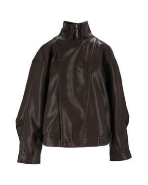 ELEH Dark Glossy High Collar Cropped Jacket - Black