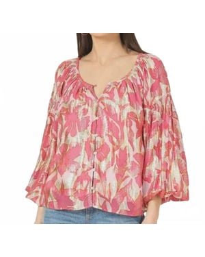 Omika Flora Peasant Sleeve Blouse - Pink