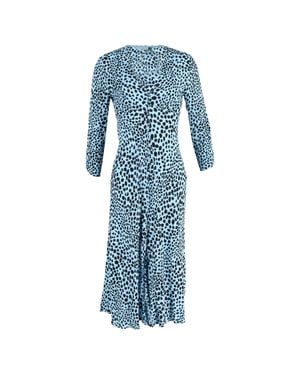 RIXO London Katie Leopard Print Dress - Blue