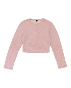 CALLIPYGIAN Textured Bustier Long Sleeve T-Shirt - Pink