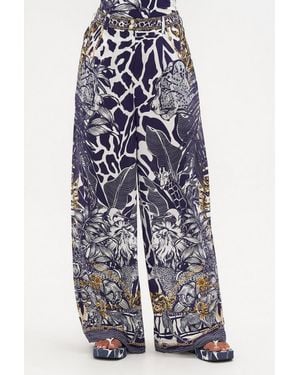 CAMILLA Wide Leg Waisted Pants - Blue