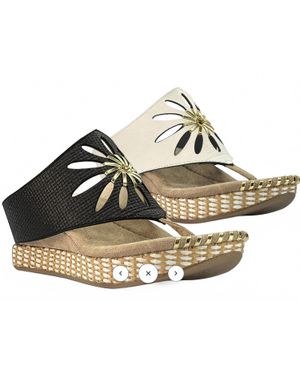 MODZORI Flora Mid Wedge Reversible Sandal - Metallic