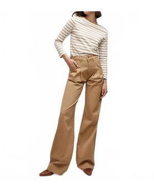 Veronica Beard Mia Pleated Wide-Leg Pants - Natural