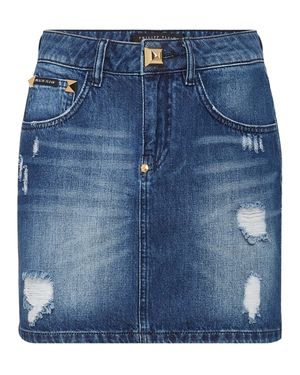 Philipp Plein Denim Mini Skirt - Blue