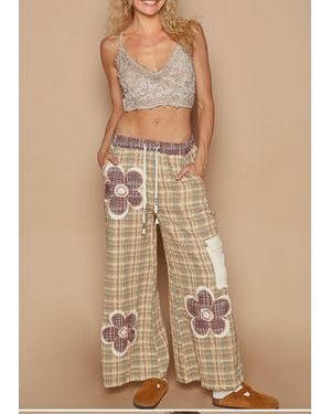 Pol Angela Wide Leg Vintage Pants - Natural