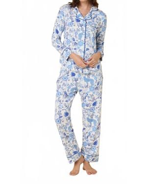 The Cat's Pajamas Soiree Pima Knit Pajama Set - Blue