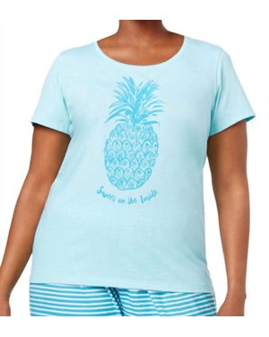 Hue Printed Pajama Top - Blue
