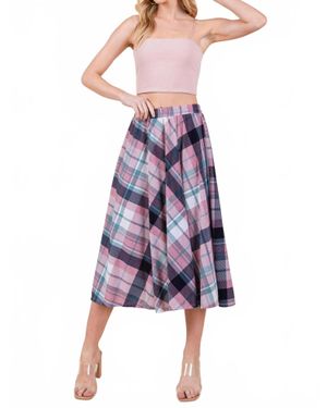 Emerald Collection Plaid Midi Skirt - Purple