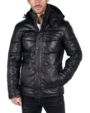 TruClothing Puffer Hooded Quilted Jacket - Black