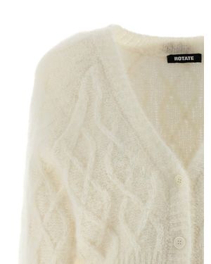ROTATE BIRGER CHRISTENSEN Alpaca Leather Cardigan - Natural