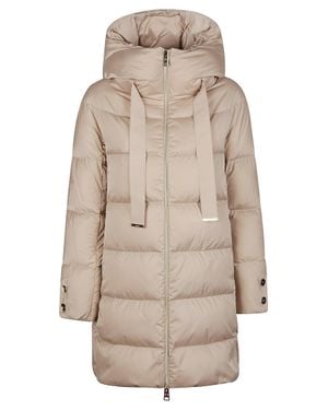 Herno Quilted Down Jacket With Hood And Drawstrings - Natural