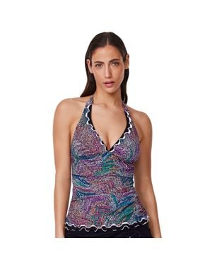 Gottex Layla Tricolore Halter Tankini Top - Blue