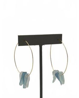 Blue Copper Aquamarine Hoops - Black