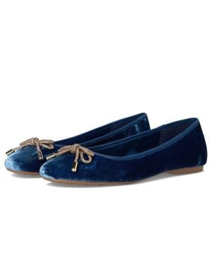 Birdies The Hummingbird Ocean Velvet Bow Slip On Ballet Flats Ver885 - Blue