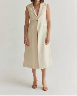 Crescent Sasha Sleeveless Long Blazer - Natural
