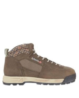 Autry Mid-Top Sneakers With Houndstooth Ankle Panel - Brown