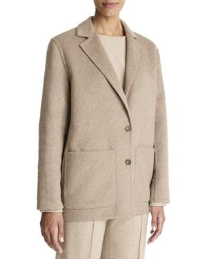 Vince Double Faced Wool & Cashmere-Blend Cardi Blazer - Natural