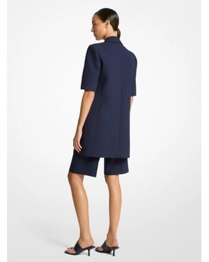 Michael Kors Double Crepe Sablé Short-Sleeve Boyfriend Blazer - Blue