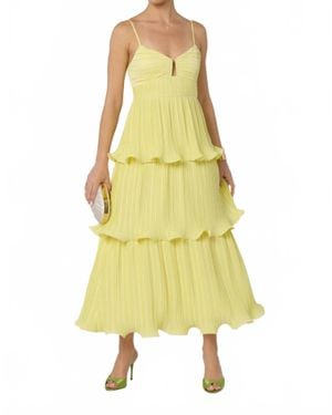 Astr Lupin Pleated Tiered Maxi Dress - Yellow