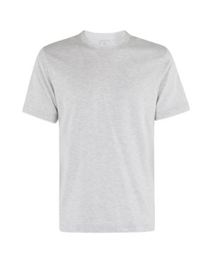 Eleventy Layered Crewneck Cotton T-Shirt - White