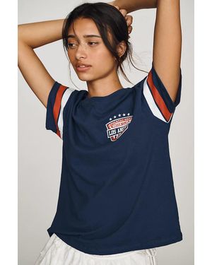 Letluv Cotton Soccer Graphic Tee - Blue