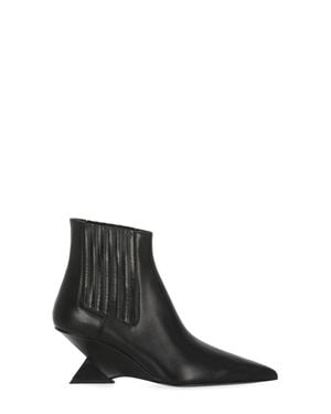 The Attico Cheope Wedge Leather Boots - Black