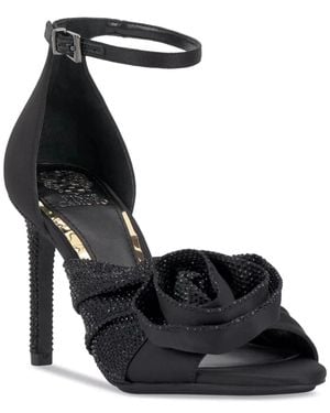 Vince Camuto Adaline Sandals Flower Embellished Ankle Strap Gal1722 - Black