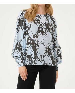 Kaffe Kalouise Long Sleeve Round Neck Blouse - Gray