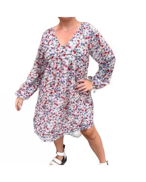 Kori Jessie Floral Long Sleeve Dress - Red