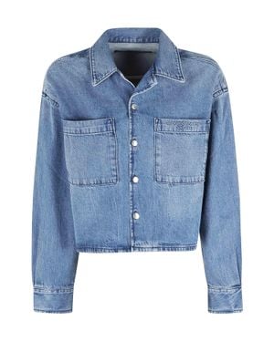 Alexander Wang Denim Cropped Long-Sleeve Cotton Denim Jacket - Blue