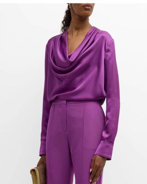 MILLY Cowl Neck Blouse - Purple