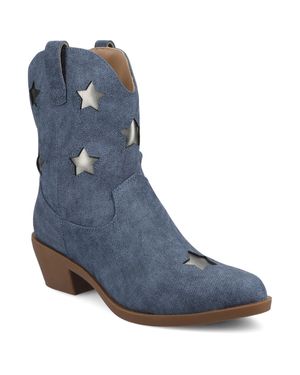 Journee Collection Underwood Medium And Wide Width Western Star Detail Ankle Booties - Blue