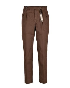 Manuel Ritz Tailored Pants With Pleated Waist And Button Closure - Brown