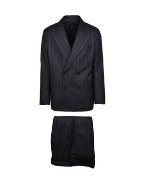 MICHELE PAOLONO Virgin Wool Double-Breasted Suit - Blue