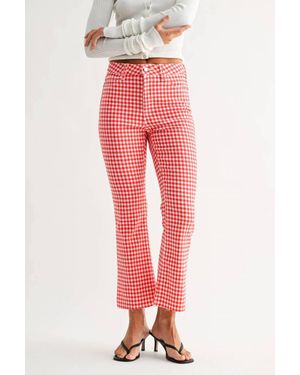 OAT New York Gingham Crop Flare Pants - Red