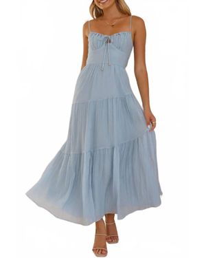 anna-kaci Spaghetti-Strap Tiered Maxi Dress - Blue