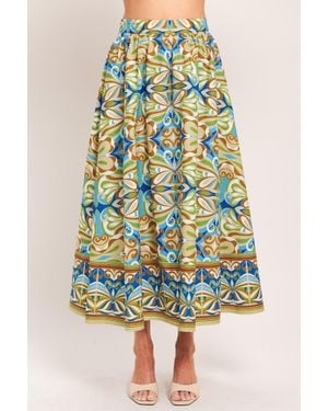 TRUEDAMES Island Mosaic Woven Full Skirt - Yellow