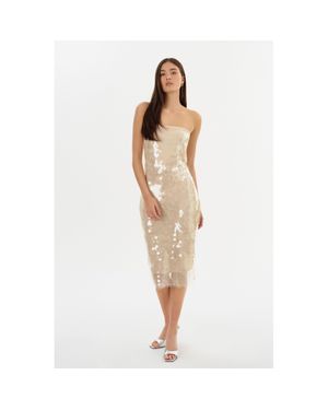 Lamarque Derrica Sequin Midi Dress - White