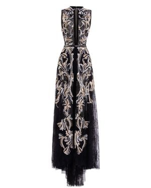 Saiid Kobeisy Jet- Lace Dress With Intricate Floral Embroidery - White