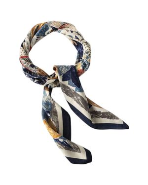 Funkyrel Graffiti Floral Square Scarf & Head Wrap - Blue