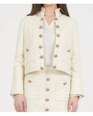 Stellah Vegan Leather Quilted Jacket - Natural