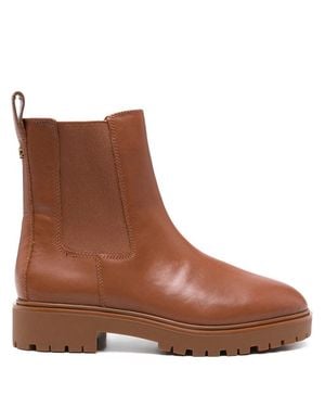 Ralph Lauren Smooth Leather Chunky Sole Ankle Boots - Brown